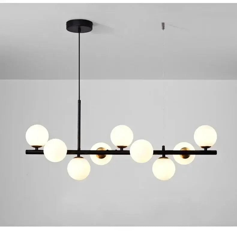 Modern Black Glass Ball Chandelier for Dining