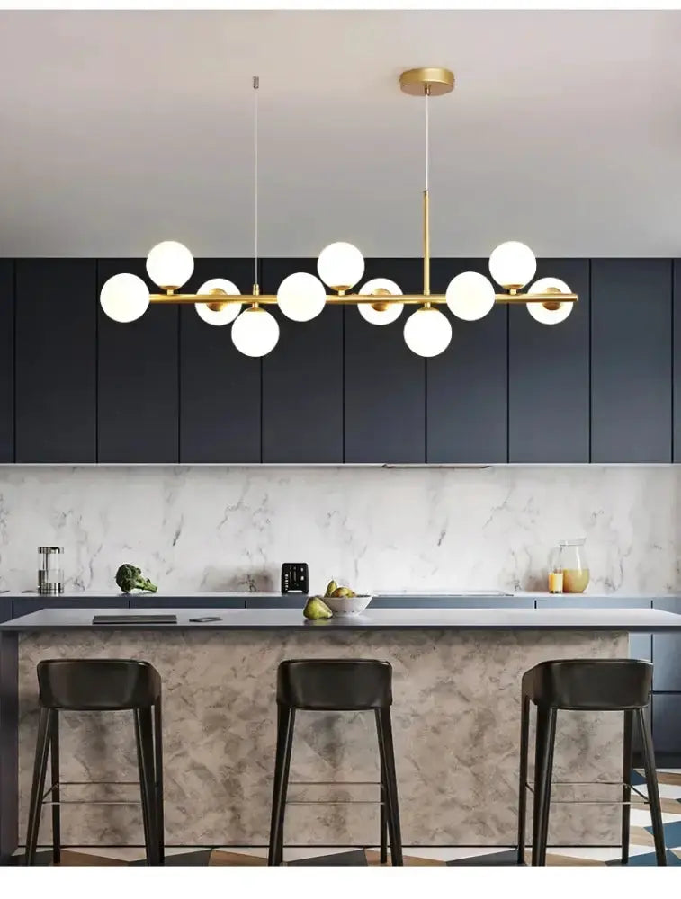 Modern Black Glass Ball Chandelier for Dining