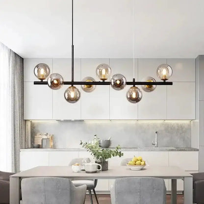 Modern Black Glass Ball Chandelier for Dining