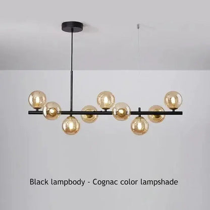 Modern Black Glass Ball Chandelier for Dining