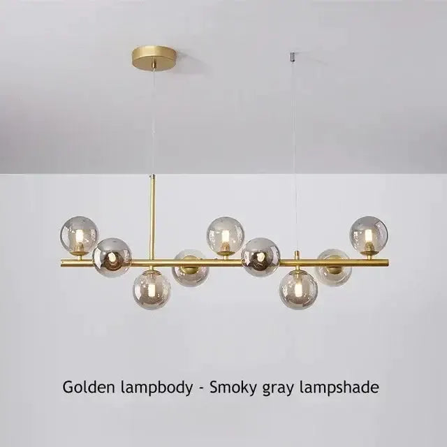 Modern Black Glass Ball Chandelier for Dining