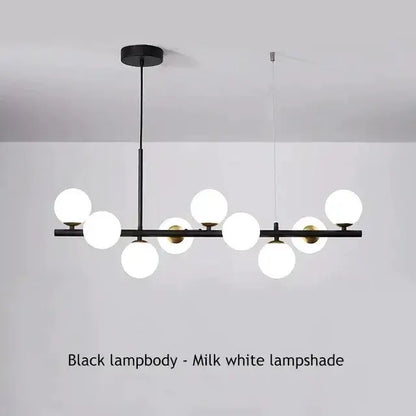 Modern Black Glass Ball Chandelier for Dining