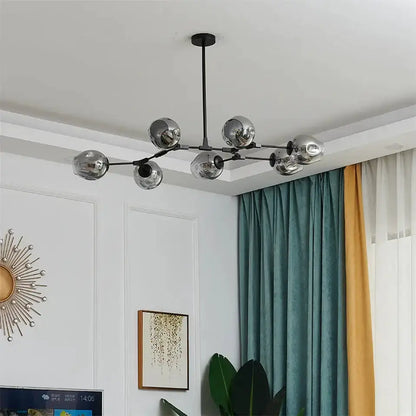 Nordic clear glass ball LED chandelier with black frame and globes dining pendant light on Tampa Home & Garden Store