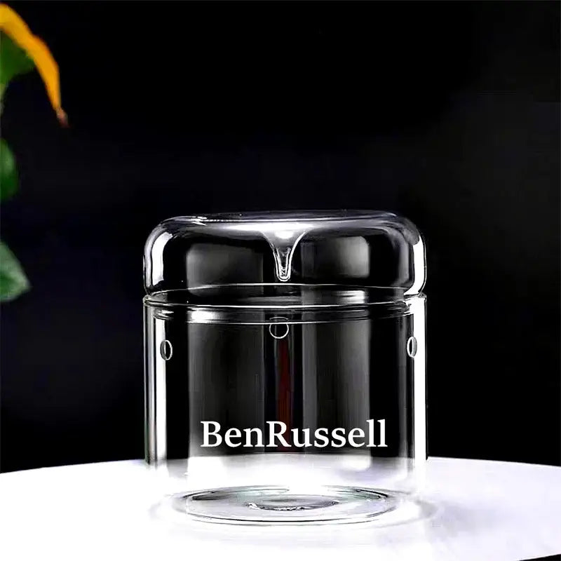 Decorbites Glass Moss Terrarium Vase, clear glass with lid, BenRussell watermark on Tampa Home & Garden Store