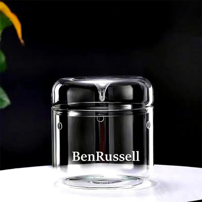 Decorbites Glass Moss Terrarium Vase, clear glass with lid, BenRussell watermark on Tampa Home & Garden Store