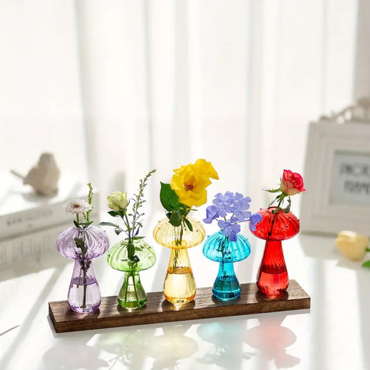 Glass Mushroom Hydroponic Planter for Home & Garden