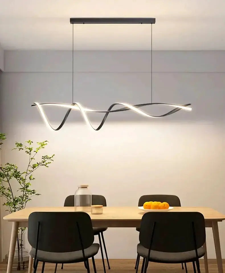 Chandelier modern black and gold wave LED glass pendant light over dining table Decorbites on Tampa Home & Garden Store
