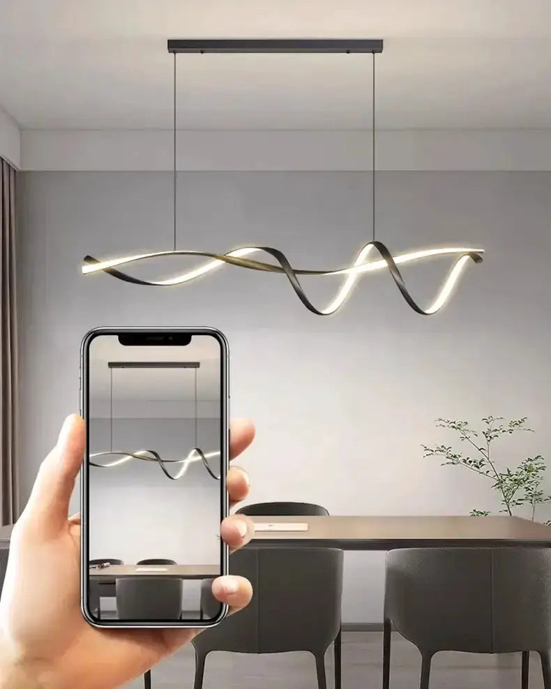 Chandelier Decorbites modern black & gold wave LED glass pendant for dining room on Tampa Home & Garden Store