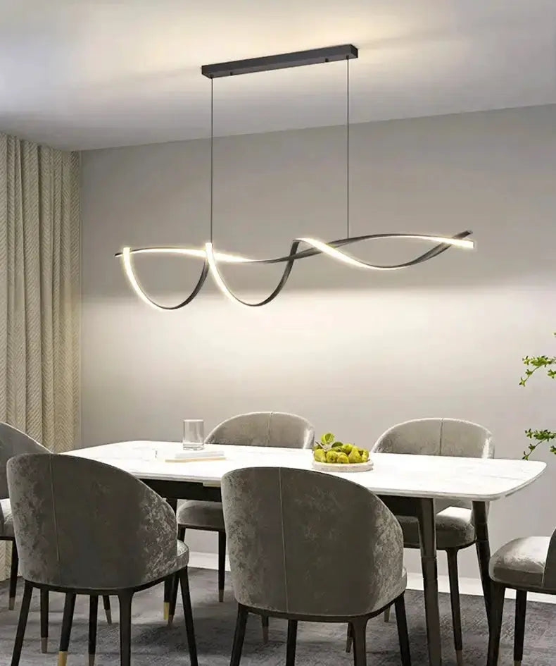 Chandelier Modern black and gold wave LED glass pendant light for dining room on Tampa Home & Garden Store