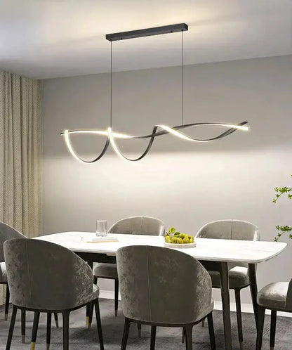 Chandelier Modern black and gold wave LED glass pendant light for dining room on Tampa Home & Garden Store