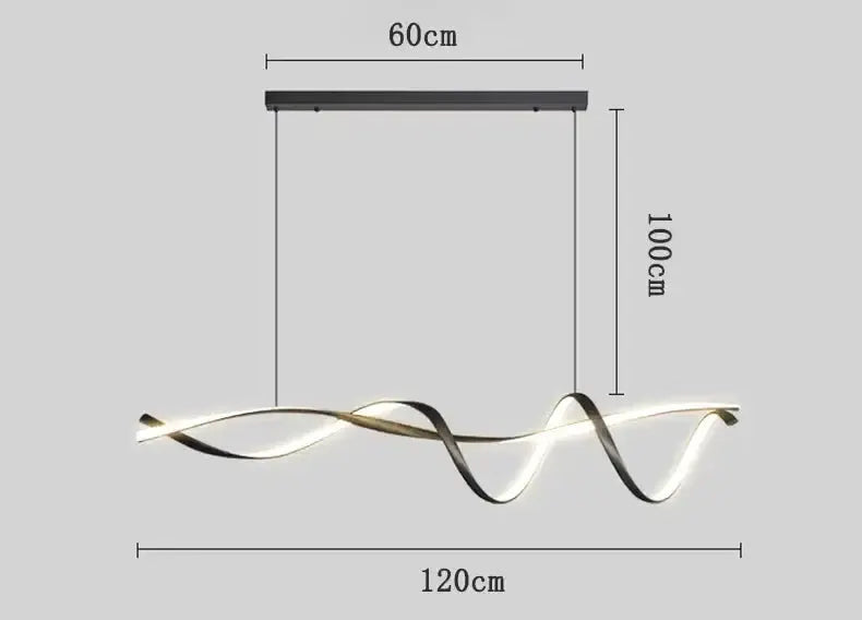 Chandelier modern black and gold wave LED glass pendant light by Decorbites, 120cm span on Tampa Home & Garden Store