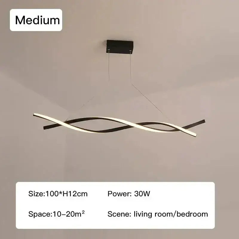 Chandelier: Decorbites modern black and gold wave LED glass pendant light for dining room decor on Tampa Home & Garden Store