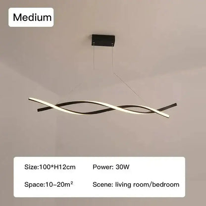 Chandelier: Decorbites modern black and gold wave LED glass pendant light for dining room decor on Tampa Home & Garden Store