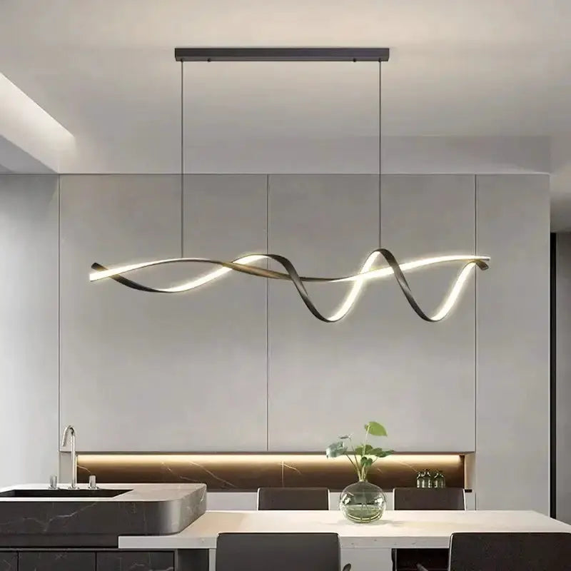 Chandelier: Decorbites black & gold wave LED glass pendant light for dining room, 1 fixture on Tampa Home & Garden Store