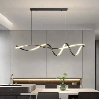Chandelier: Decorbites black & gold wave LED glass pendant light for dining room, 1 fixture on Tampa Home & Garden Store