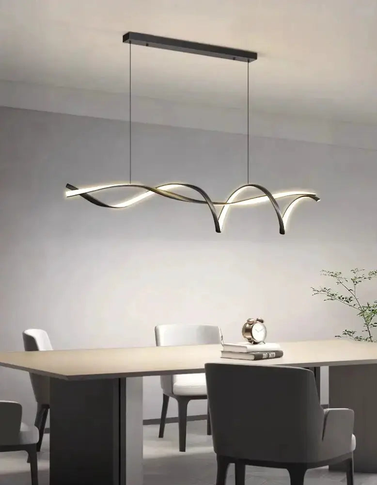 Chandelier: modern black & gold wave LED glass pendant light for dining room by Decorbites on Tampa Home & Garden Store