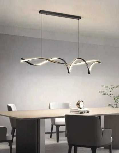 Chandelier: modern black & gold wave LED glass pendant light for dining room by Decorbites on Tampa Home & Garden Store