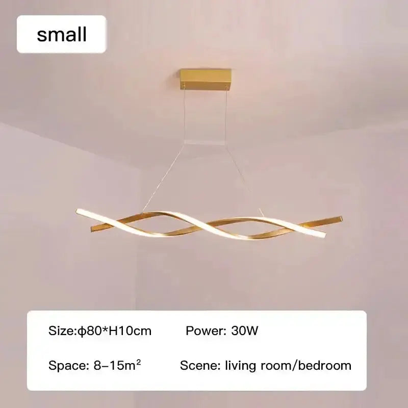 Modern black & gold wave LED glass pendant light chandelier by Decorbites for dining room on Tampa Home & Garden Store