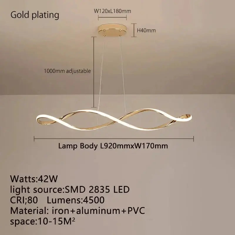 Chandelier Decorbites modern black & gold wave LED glass pendant light on Tampa Home & Garden Store