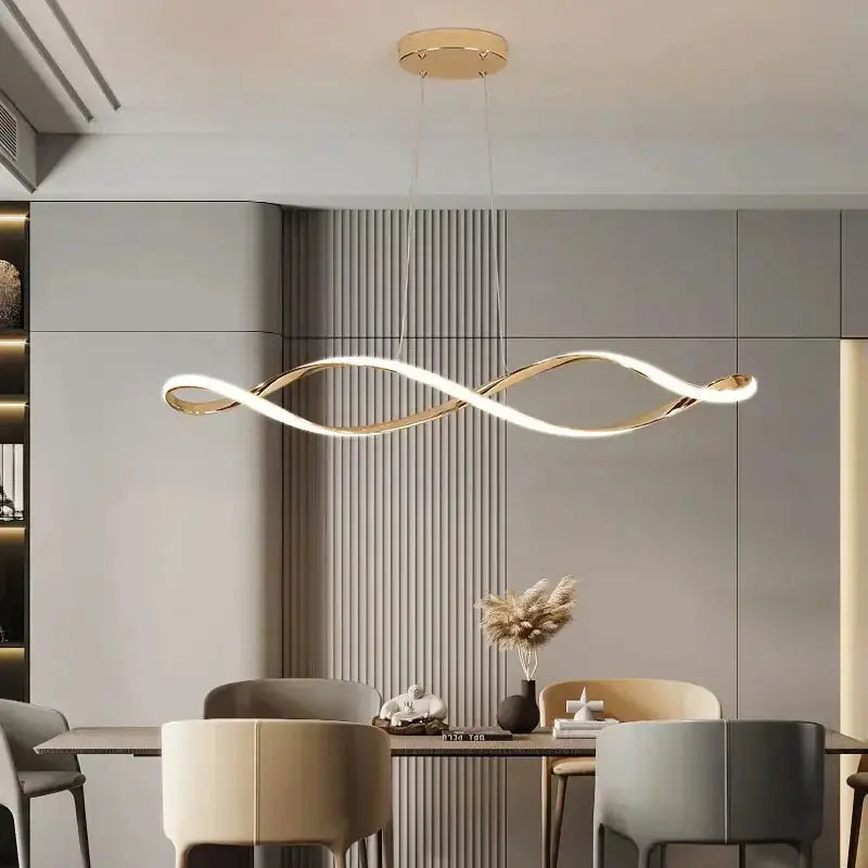 Chandelier Decorbites modern black and gold wave LED glass pendant light over dining table on Tampa Home & Garden Store