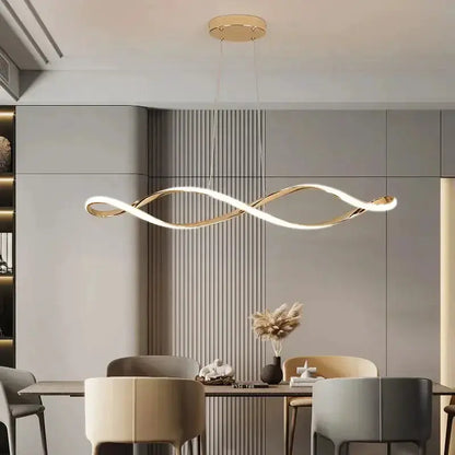 Chandelier Decorbites modern black and gold wave LED glass pendant light over dining table on Tampa Home & Garden Store