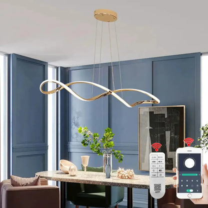 Chandelier: Modern black and gold wave LED glass pendant light by Decorbites for dining room on Tampa Home & Garden Store