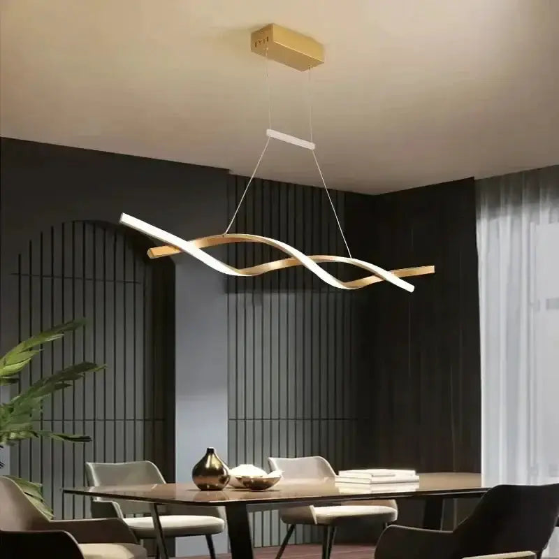 Chandelier Decorbites black & gold wave LED glass pendant for dining room on Tampa Home & Garden Store
