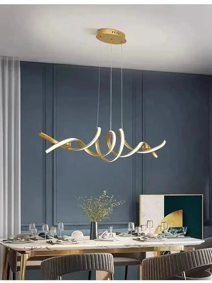 Chandelier Modern black and gold wave LED glass pendant light for dining room by Decorbites on Tampa Home & Garden Store