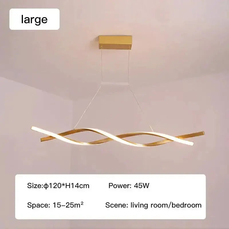 Chandelier Modern black and gold wave LED pendant light Decorbites φ120×H14cm 45W living room on Tampa Home & Garden Store