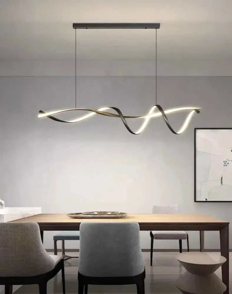Chandelier: Black & gold wave LED glass pendant light for dining by Decorbites on Tampa Home & Garden Store