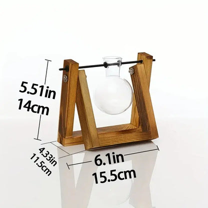Glass Planter Propagation Station with Wooden Rack