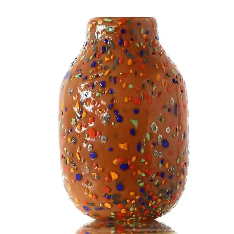 Decorbites colorful speckled glass vase orange with multicolored dots for hydroponic planter on Tampa Home & Garden Store
