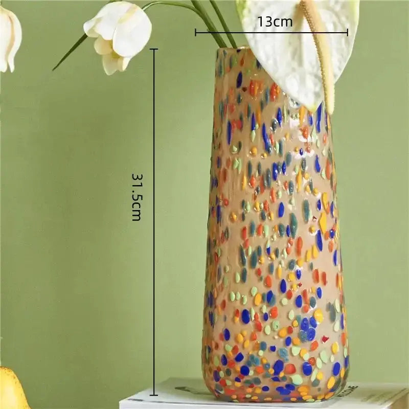 Colorful speckled glass vase hydroponic planter by Decorbites, 31.5 cm tall on Tampa Home & Garden Store