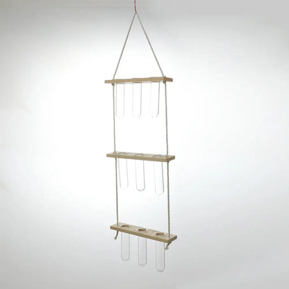 Glass Wall Hanging Planters with Wooden Holder