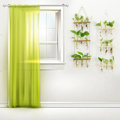 Glass Wall Hanging Planters with Wooden Holder