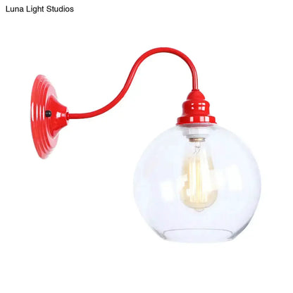 Industrial red metal wall sconce with glass globe and Edison bulb Decorbites on Tampa Home & Garden Store