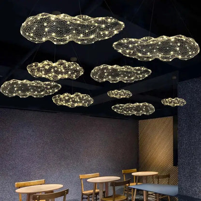 Chandelier Decorbites modern gold mesh cloud pendant lights, LED dining room chandeliers on Tampa Home & Garden Store
