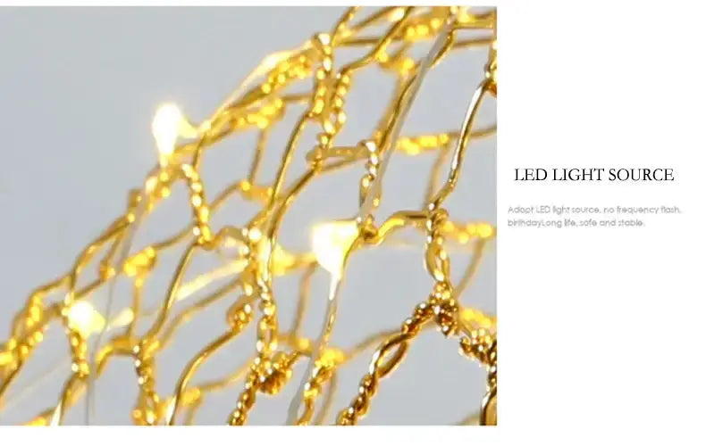 Chandelier Decorbites modern gold mesh cloud pendant lights with warm LED on Tampa Home & Garden Store
