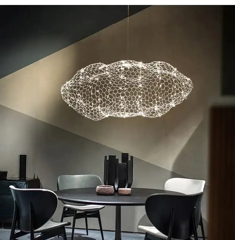 Chandelier modern gold mesh cloud pendant light for dining room LED lighting on Tampa Home & Garden Store
