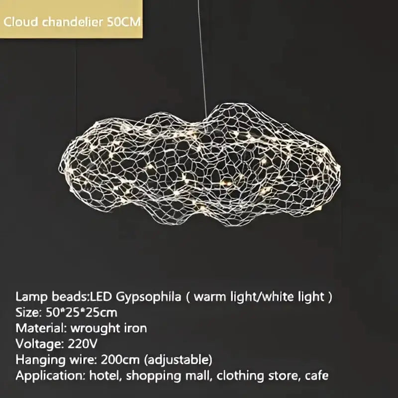 Chandelier Decorbites modern gold mesh cloud pendant LED light for dining room on Tampa Home & Garden Store