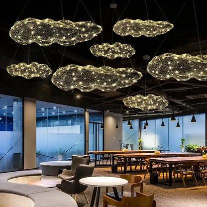 Chandelier gold mesh cloud pendant lights, Decorbites LED dining room lighting on Tampa Home & Garden Store