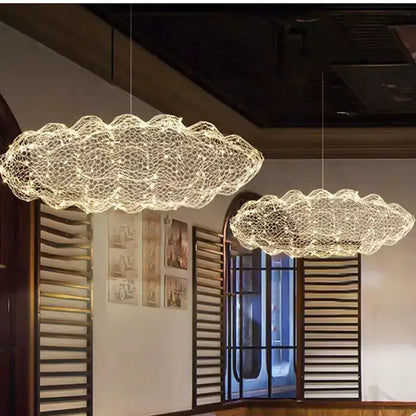 Chandelier Decorbites gold mesh cloud pendant lights, dining room, two cloud pendants on Tampa Home & Garden Store