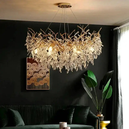 Chandelier modern gold crystal LED branch chandelier for dining room with crystal leaves on Tampa Home & Garden Store