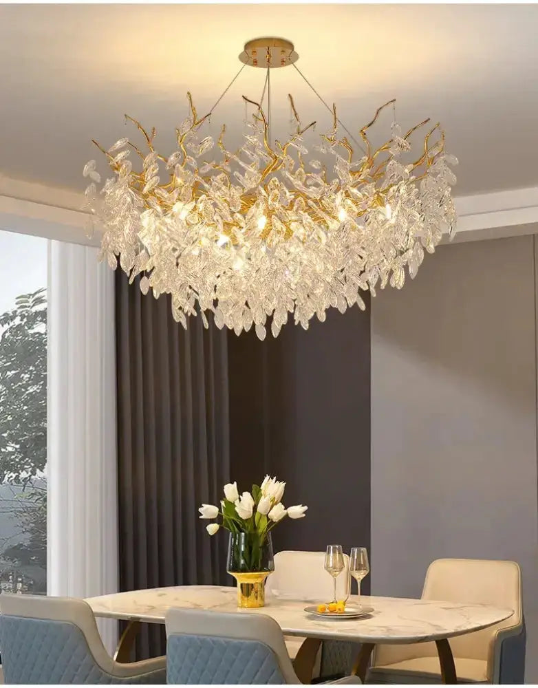 Chandelier Decorbites modern gold crystal LED branch chandelier for dining room on Tampa Home & Garden Store