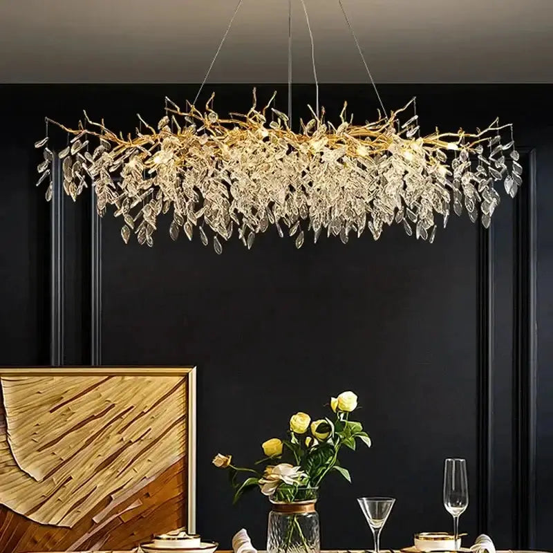 Chandelier Decorbites modern gold crystal LED branch dining room fixture on Tampa Home & Garden Store