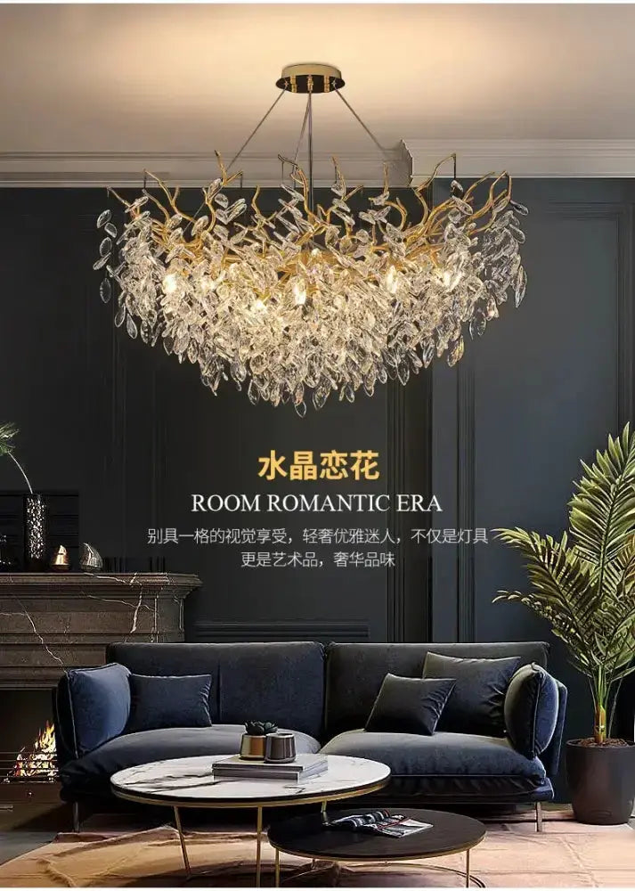 Chandelier Decorbites modern gold crystal LED branch chandelier for dining room on Tampa Home & Garden Store