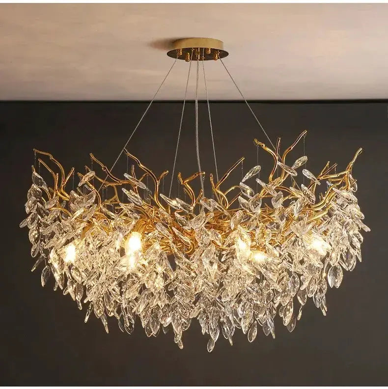 Chandelier Decorbites modern gold crystal LED branch chandelier for dining room on Tampa Home & Garden Store