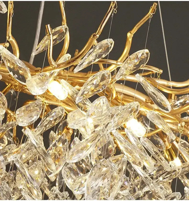 Chandelier Decorbites modern gold branch LED crystal prisms on Tampa Home & Garden Store