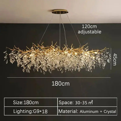 Chandelier Decorbites gold crystal LED chandelier 180cm wide 45cm tall on Tampa Home & Garden Store