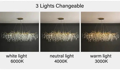 Chandelier Decorbites modern gold crystal LED branch for dining room with 3 lighting modes on Tampa Home & Garden Store